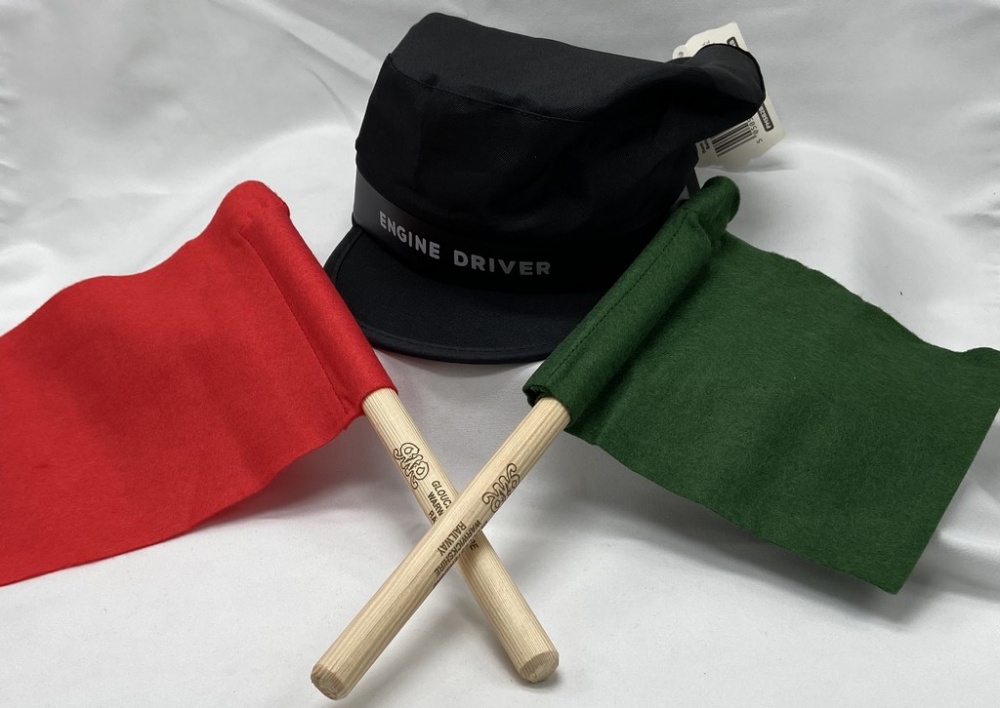 GWSR Engine Drivers Hat and two flags