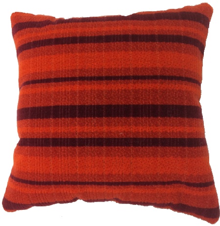 Maroon & Orange stripe Moquette Cushion